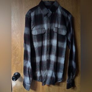 George Men's Black and White Plaid Shirt